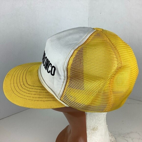 Vintage Bronco Snapback Trucker Hat Yellow/White Size M/L 7-7 5/8 Polyester YA - Picture 3 of 11